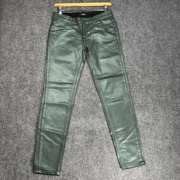 Just Cavalli Denim - Just Cavalli  Jeans Womens 30 Green Waxy Skinny Cotton Stretch Pockets Zip Fly